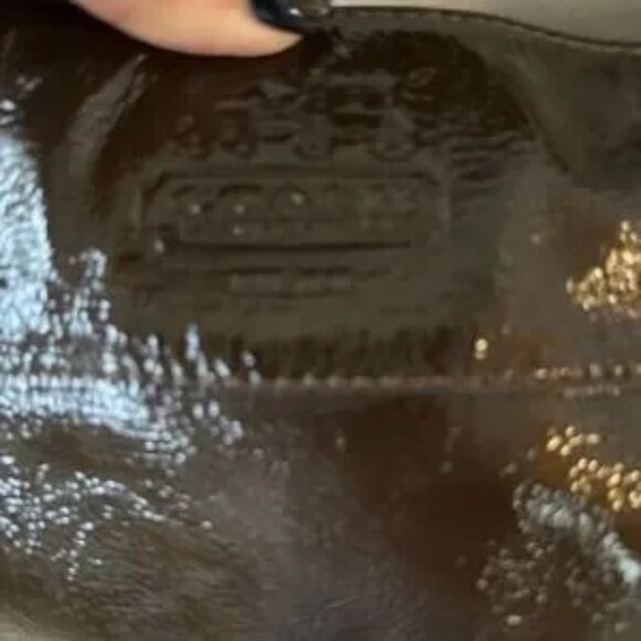 NWOT AUTHENTIC COACH ZOE BROWN PATENT LEATHER LARGE HOBO HANDBAG & DUSTY $500 - Picture 8 of 10